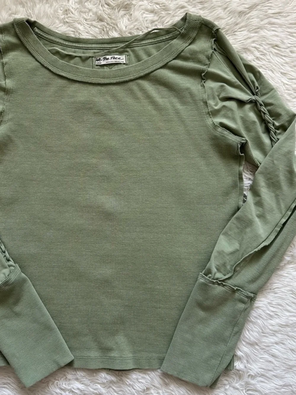Free People Green Tea Leaves Daisy Chain Cuff Shirt